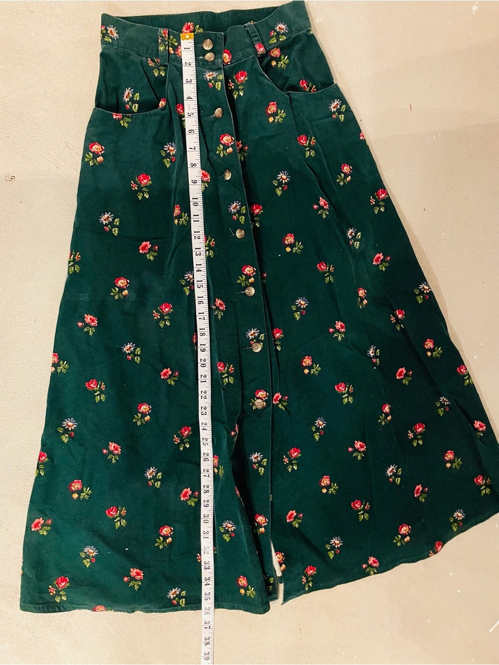 Floral Green A-Line Skirt - Picture 5 of 5